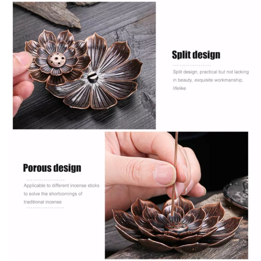 New! Bronze Lotus Cone Incense Holder - Picture 8 of 14